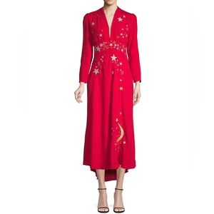 Rixo London Embroidered Midi Dress - Xs